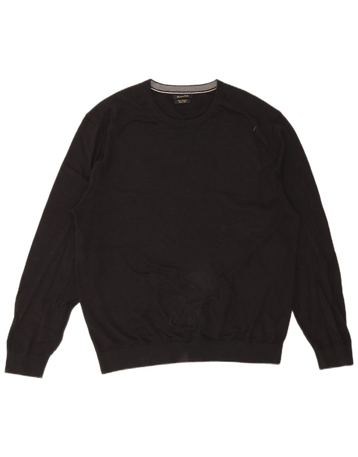 Massimo Dutti Herre Crew Neck Jumper Sweater 2XL Sort Bomuld