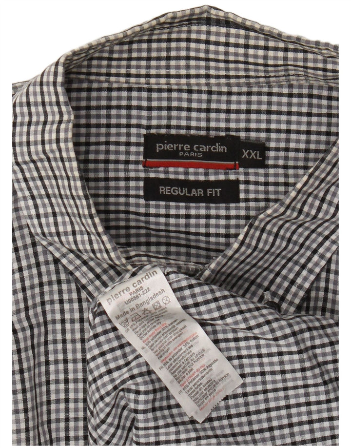 PIERRE CARDIN Herre Regular Fit kortærmet skjorte 2XL grå ternet polyester