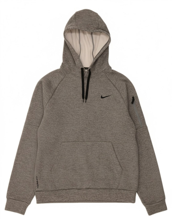 NIKE Mens Therma-Fit Hoodie Jumper Medium Grey Polyester