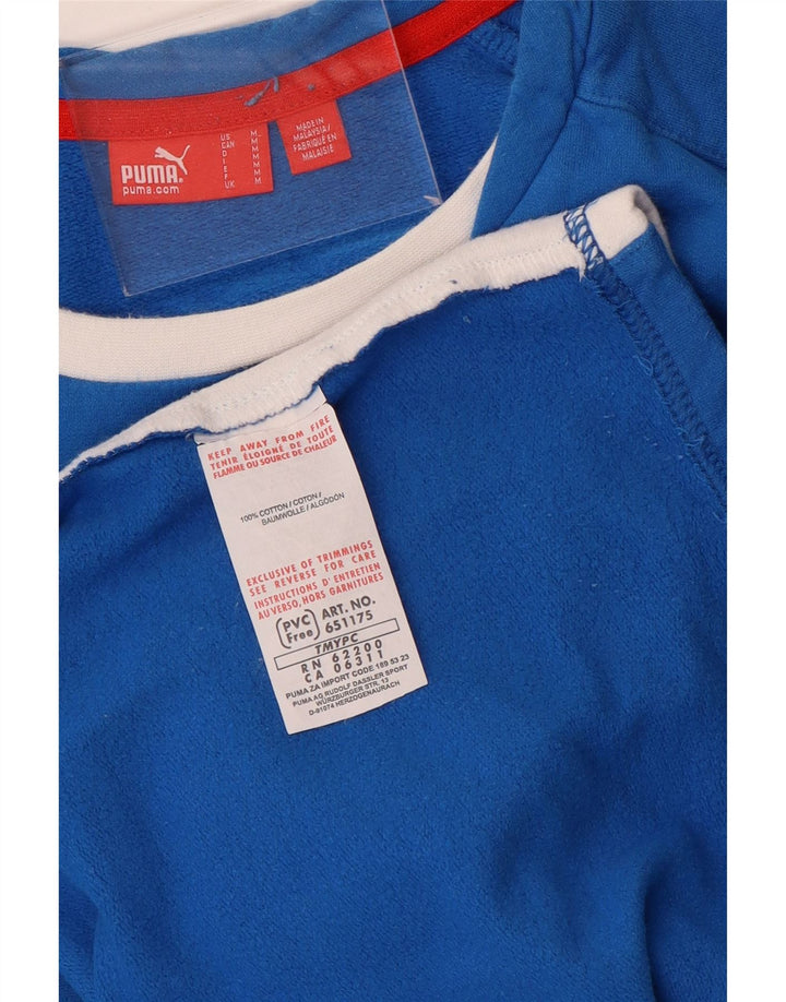 Puma Dame Top Langærmet UK 14 Medium Blue Colourblock Bomuld