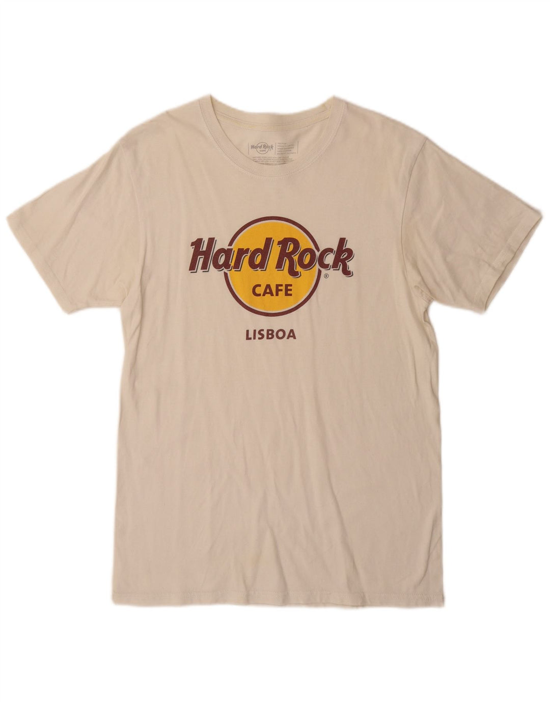 Hard Rock Cafe Herre Lisboa Grafisk T-shirt Top Medium Off White Bomuld