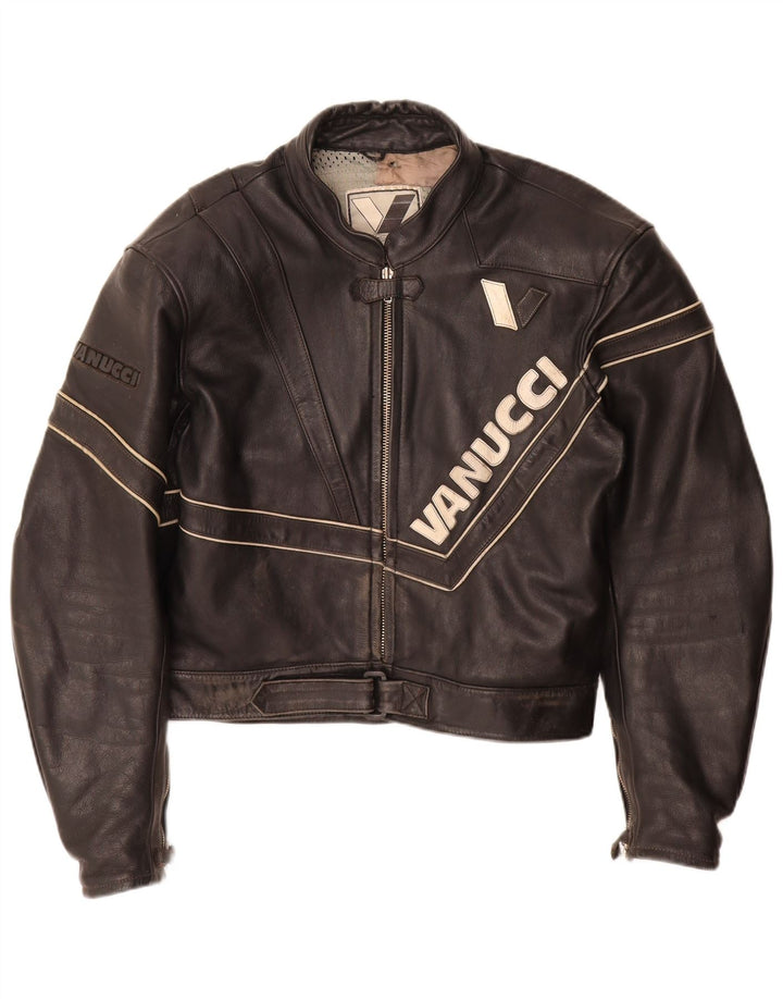 Vanucci Herre grafisk læder racerjakke IT 58 3XL Sort