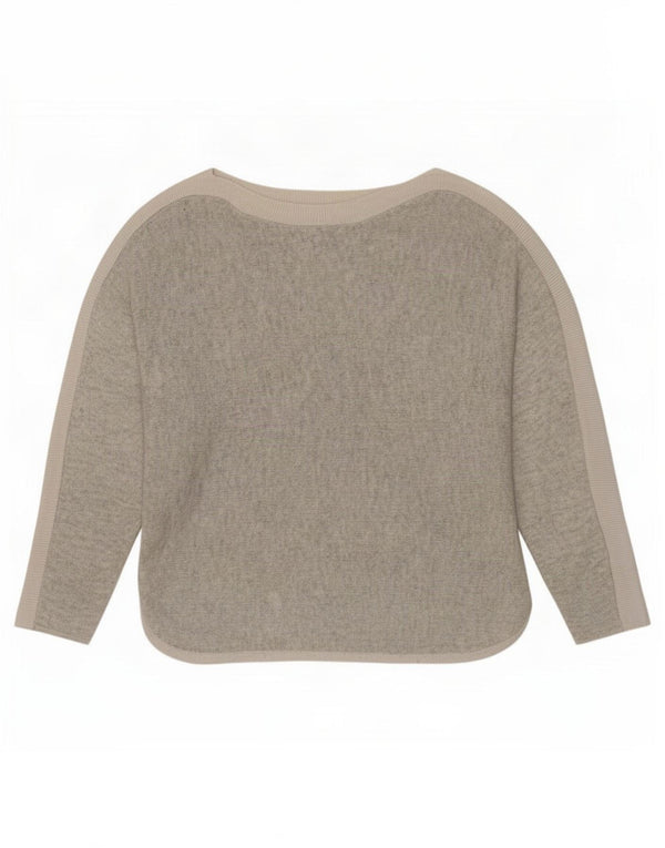 Oasis Womens Boat Neck Jumper Sweater UK 16 Large Grey Colourblock Viscose