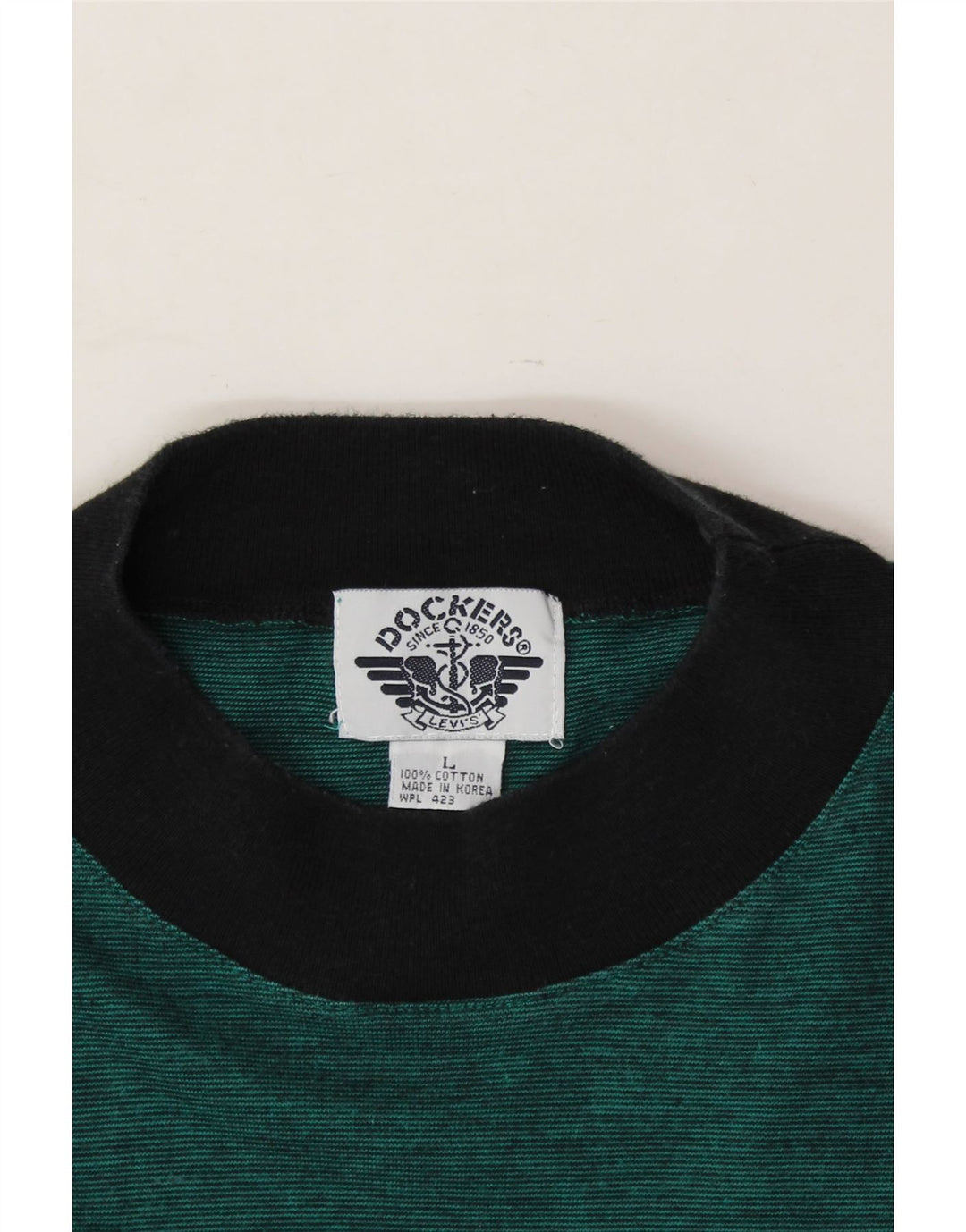 DOCKERS Womens Graphic Top Long Sleeve UK 16 Large Green Cotton Vintage Dockers and Second-Hand Dockers from Messina Hembry 