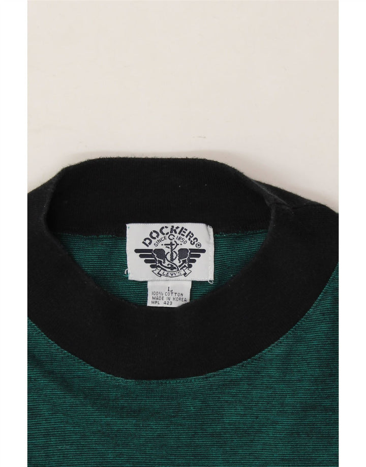 DOCKERS Womens Graphic Top Long Sleeve UK 16 Large Green Cotton Vintage Dockers and Second-Hand Dockers from Messina Hembry 