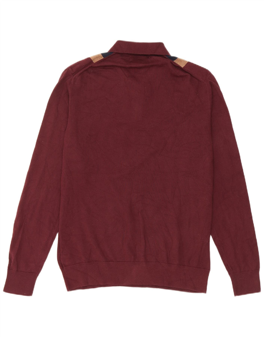 MARKS & SPENCER Herre Polo Neck sweater Medium Burgundy Colourblock
