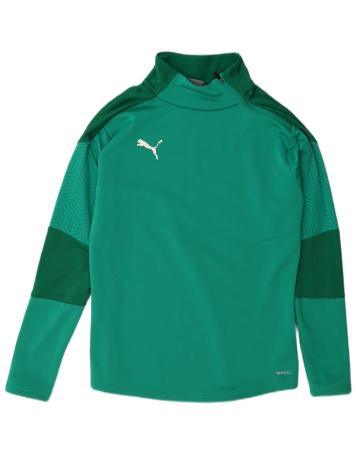 Puma Sweatshirt med lynlås til mænd mellem grøn Colourblock Polyester