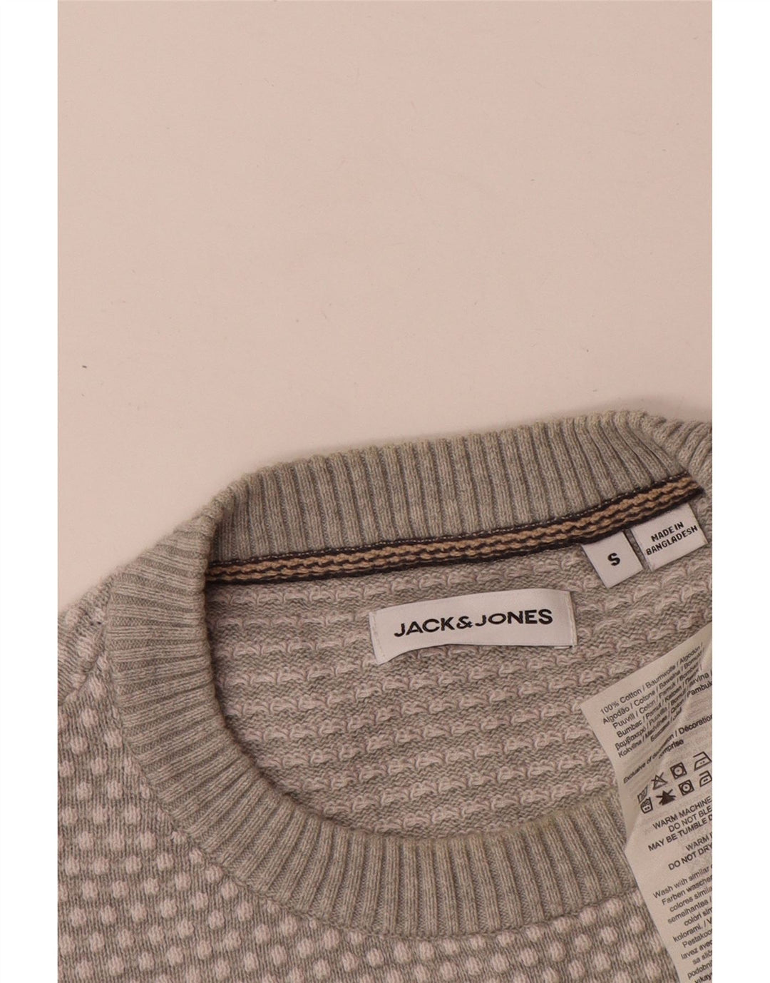 Jack & Jones Herre sweater med rund hals, lille grå plettet bomuld