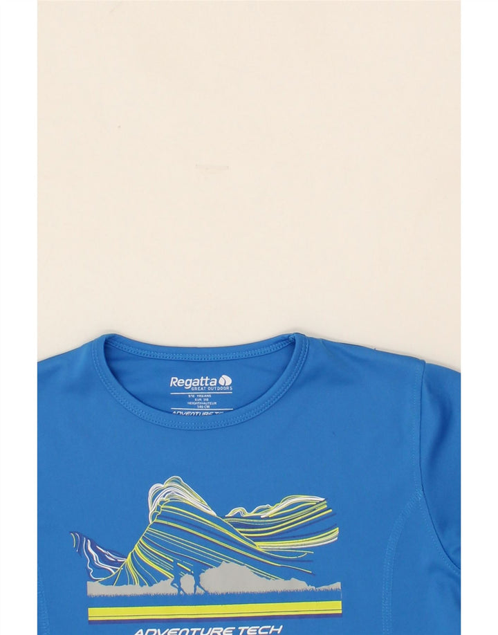 REGATTA Boys Graphic T-Shirt Top 9-10 Years Blue Polyester Vintage Regatta and Second-Hand Regatta from Messina Hembry 