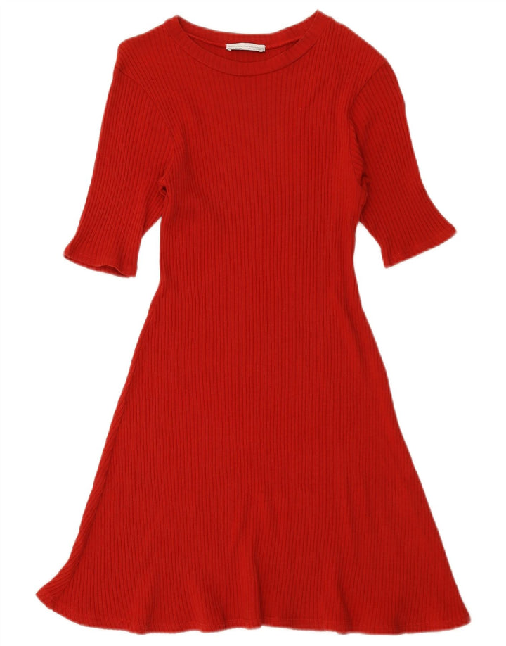 Zara Kortærmede Jumper Dress UK 12 Medium Rød