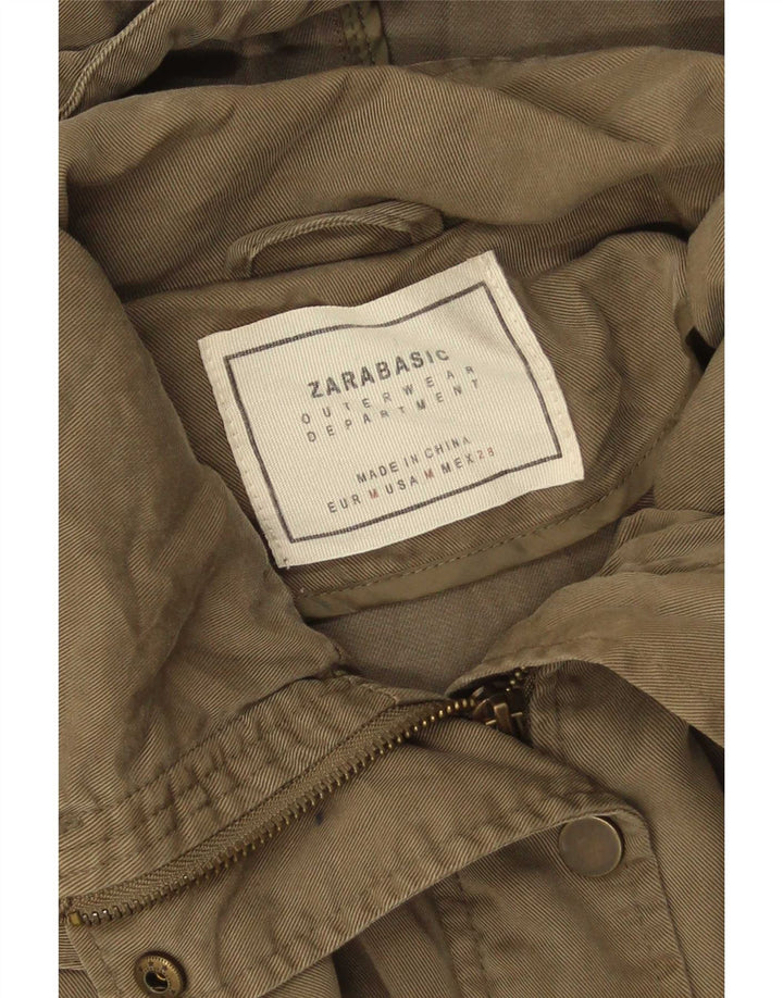 Zara Dame Hætte Oversized Parka Jacket UK 14 Medium Khaki