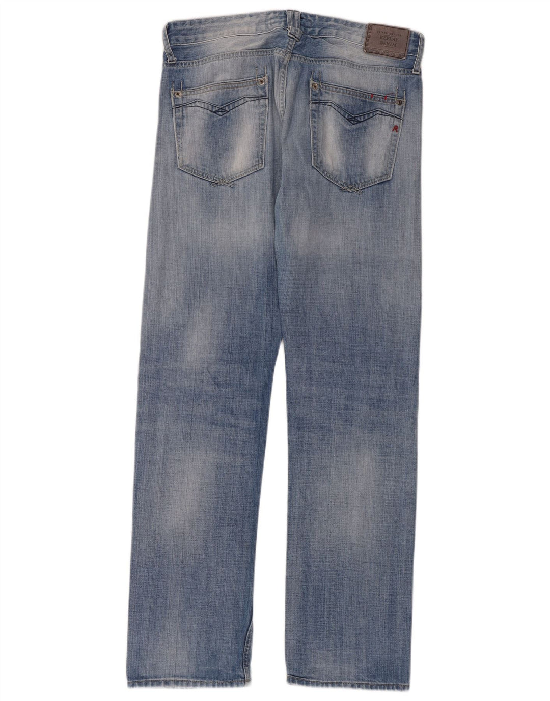 Replay Dame Straight Jeans W33 L34 Blå Bomuld