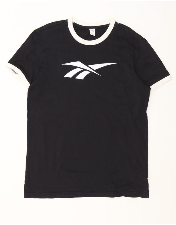 Reebok Herre Grafisk T-Shirt Top XL Sort Colourblock Bomuld