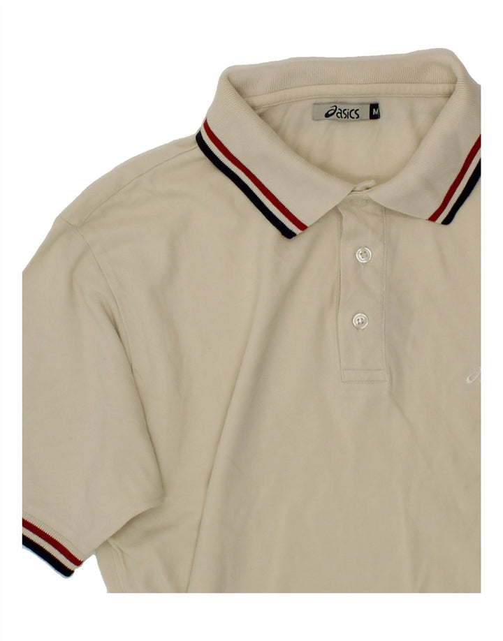 ASICS Mens Polo Shirt Medium White Cotton Vintage Asics and Second-Hand Asics from Messina Hembry 