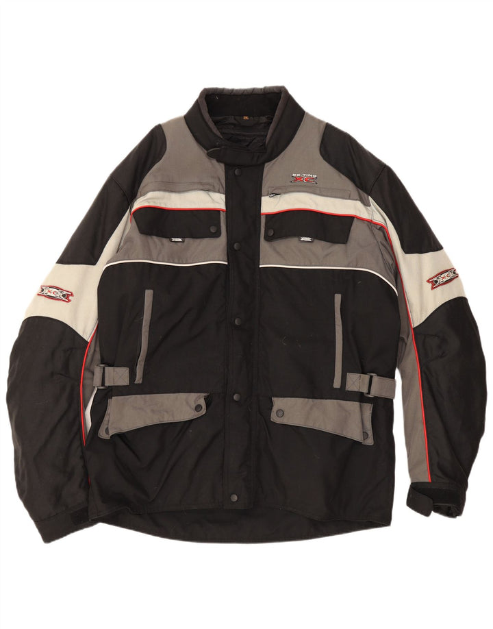 Vintage Herre Racer Jakke UK 44 2XL Sort Colourblock Polyamid