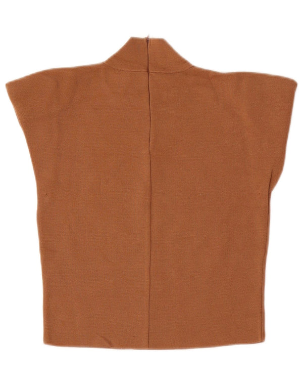 Zara Womens Crop Bluse Top UK 12 Medium Beige Viscose