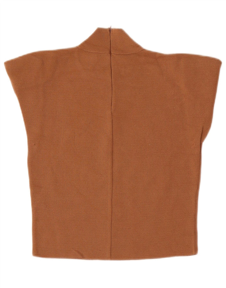 Zara Womens Crop Bluse Top UK 12 Medium Beige Viscose