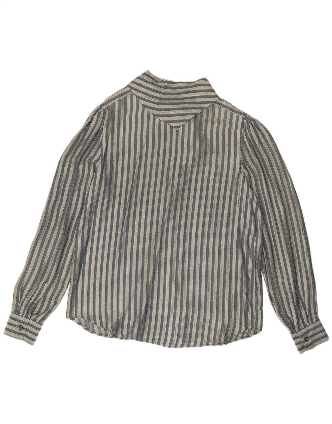 Vintage skjortebluse til kvinder UK 14 Mellemblå stribet