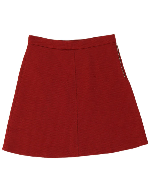 Zara Womens A-Line Skirt Large W30 Burgundy