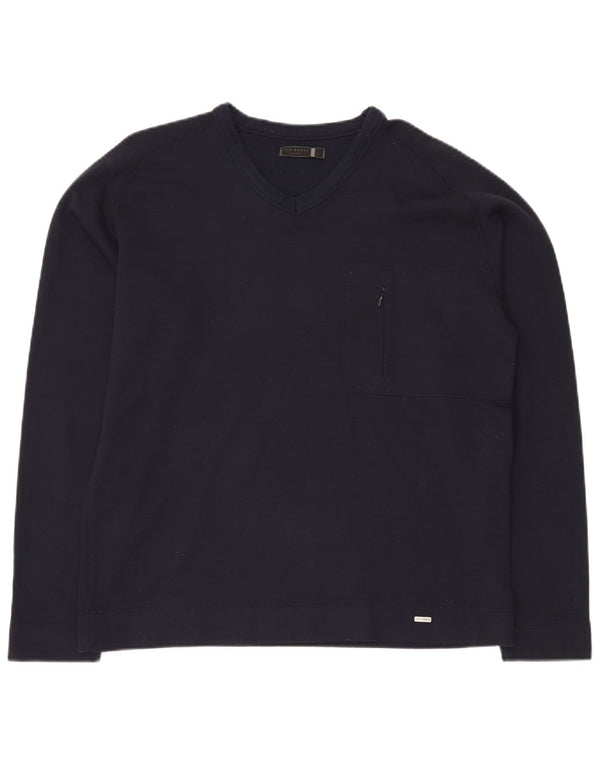 TED BAKER Herre V-hals sweater str. 5 XL Marineblå Bomuld