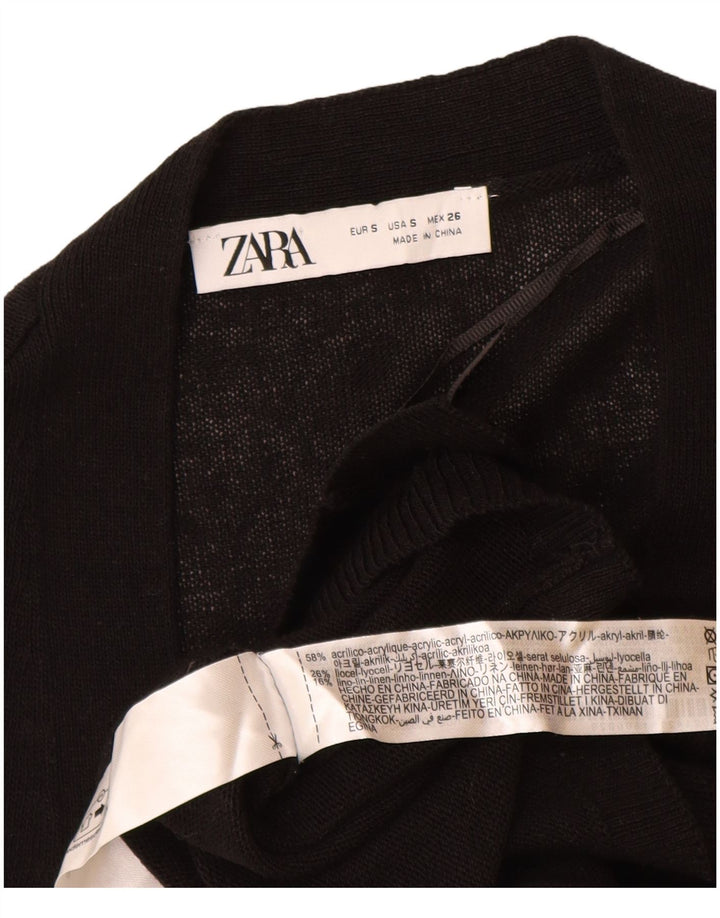 Zara Dame Cardigan Sweater UK 10 Small Black Acryl