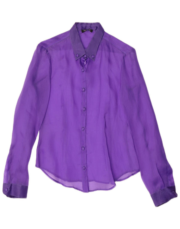 Vintage dameskjortebluse UK 12 Medium Purple