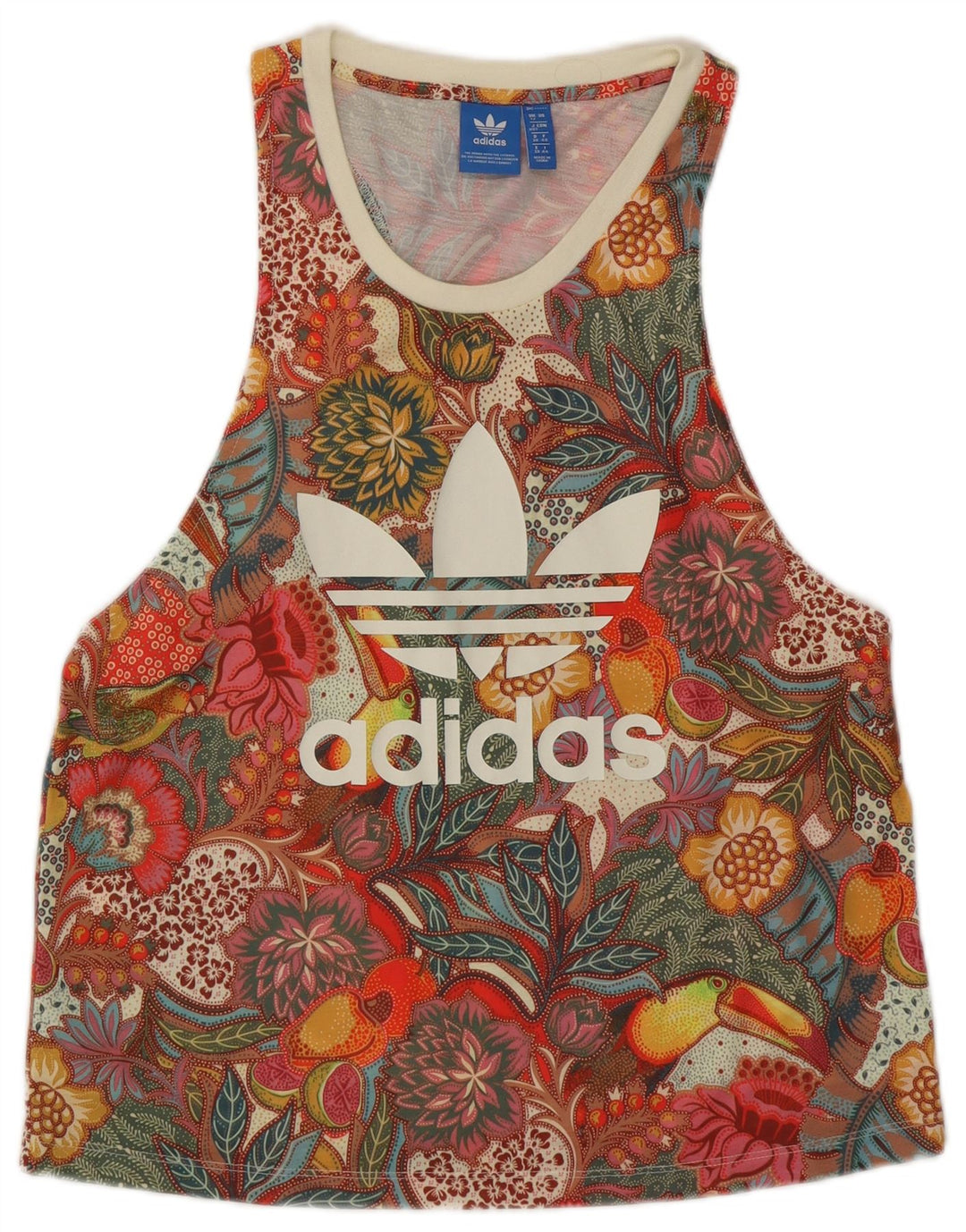 ADIDAS Grafisk Vest Top UK 12 Medium Multicolored Floral Polyester