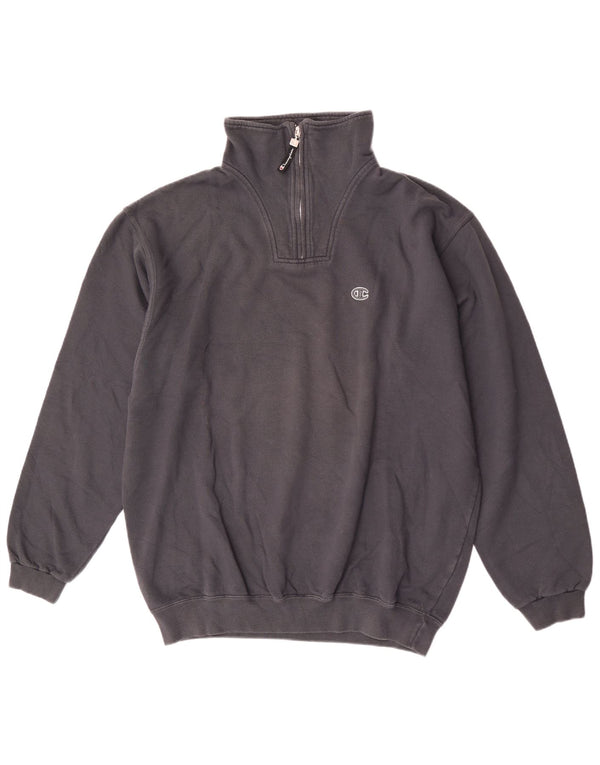 Champion Herre Zip Neck Sweatshirt Jumper 2XL Grå Bomuld