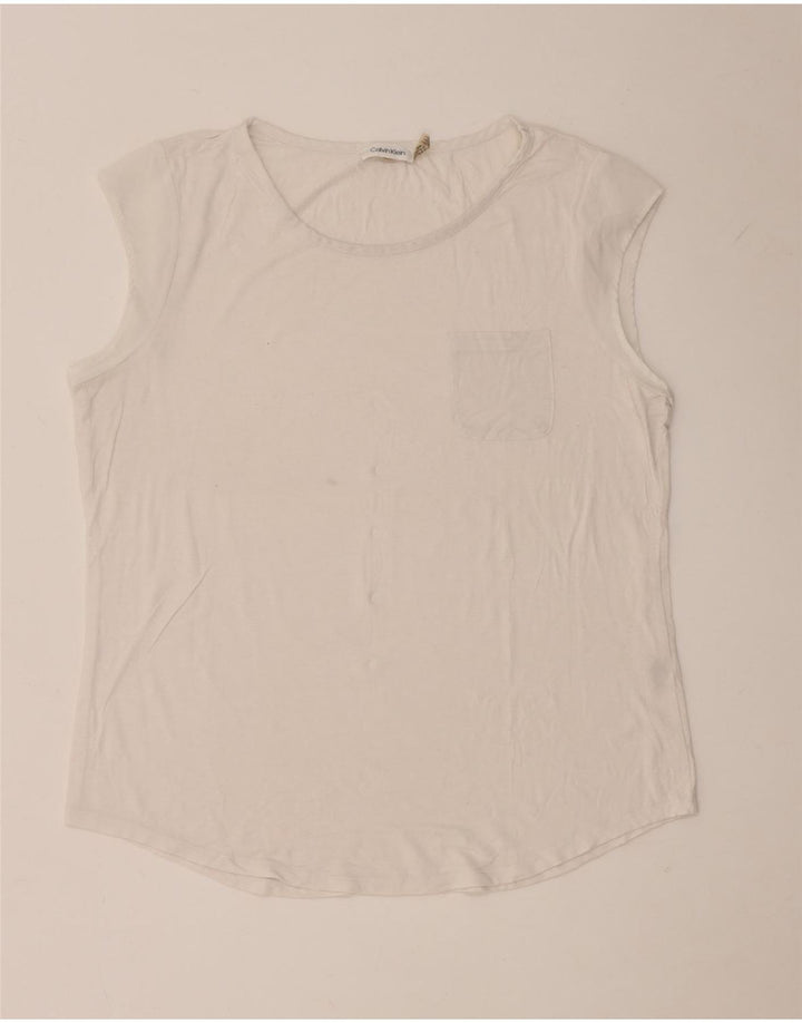 Calvin Klein Dame Vest Top UK 18 XL Hvid Rayon