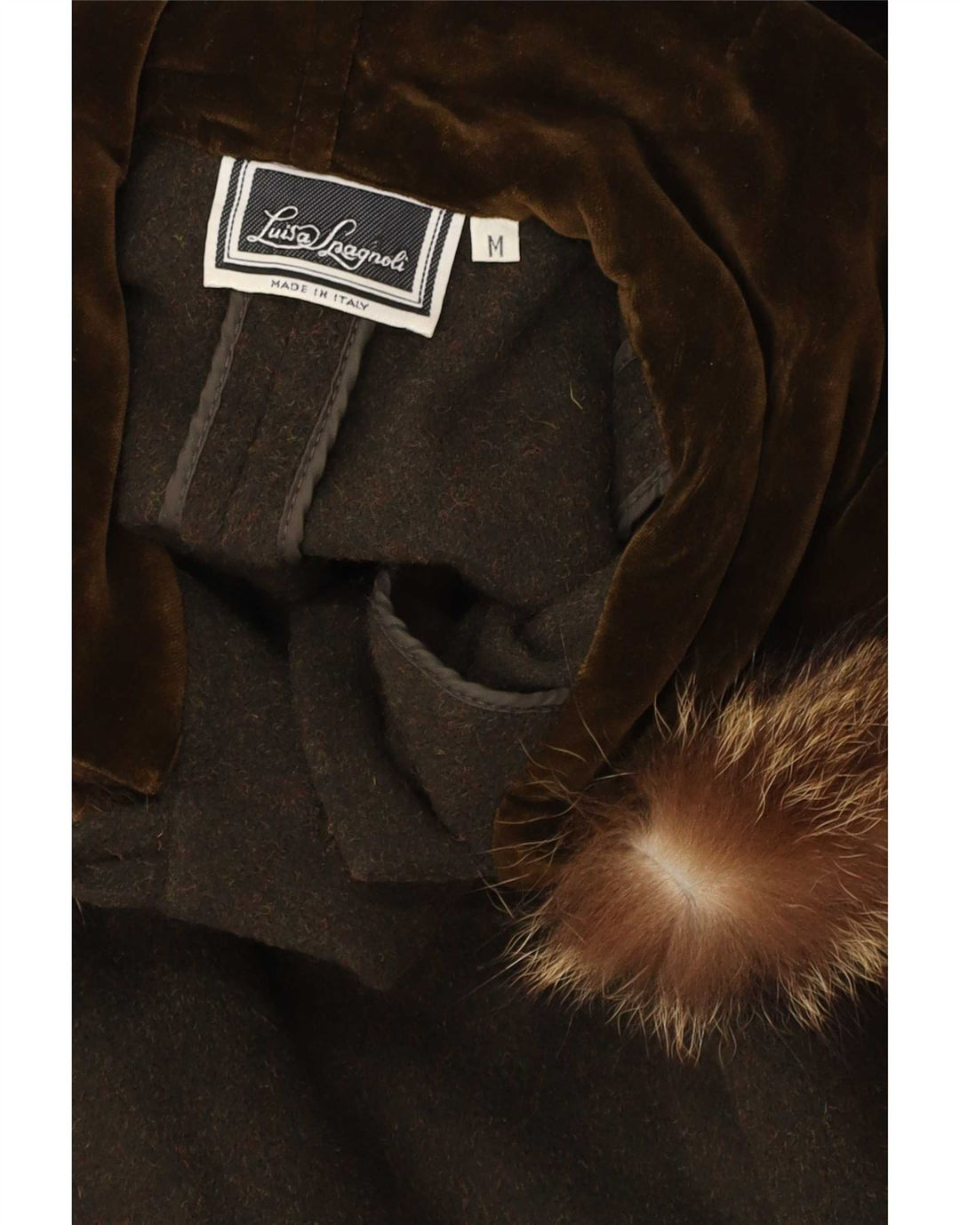 Luisa Spagnoli Herre Hooded Cape Coat UK 38 Medium Khaki Wool