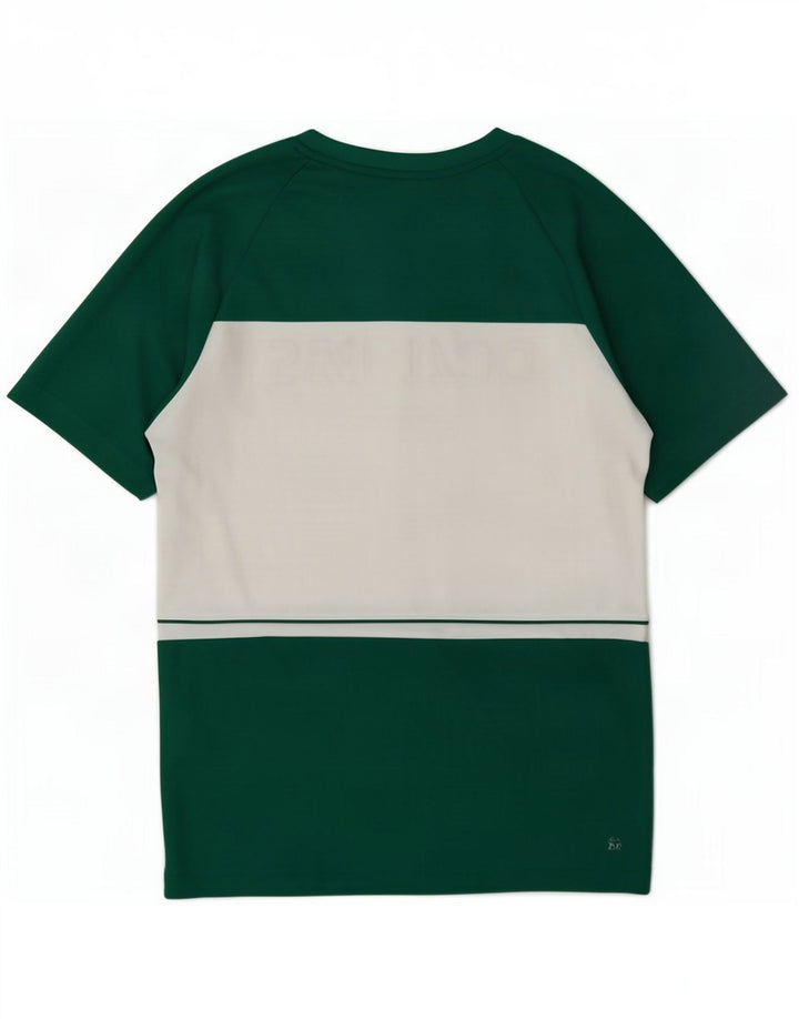 Lacoste Herre grafisk T-shirt Top Størrelse 3 Lille Grøn Colourblock Polyester