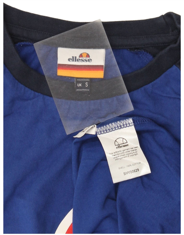 Ellesse Herre Grafisk T-Shirt Top Lille Blå Colourblock Bomuld