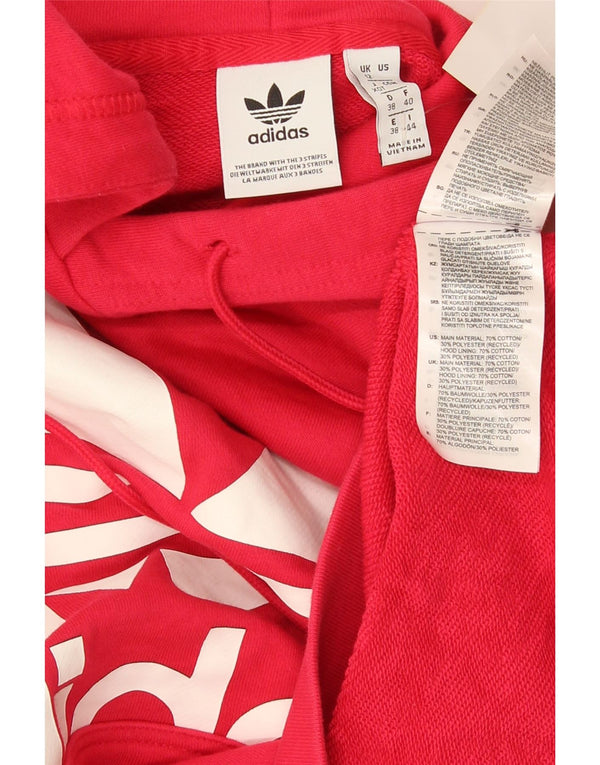 Adidas Dame Grafisk Oversized Hoodie Jumper UK 12 Medium Pink Bomuld