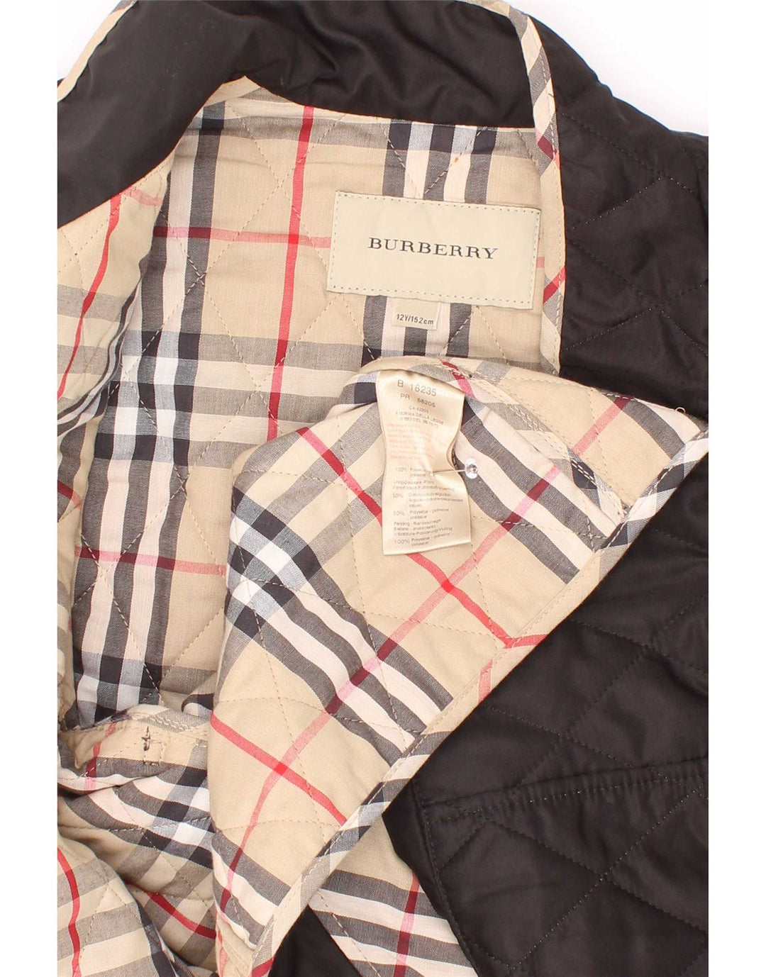 Burberry piger quiltet jakke 11-12 år sort polyester