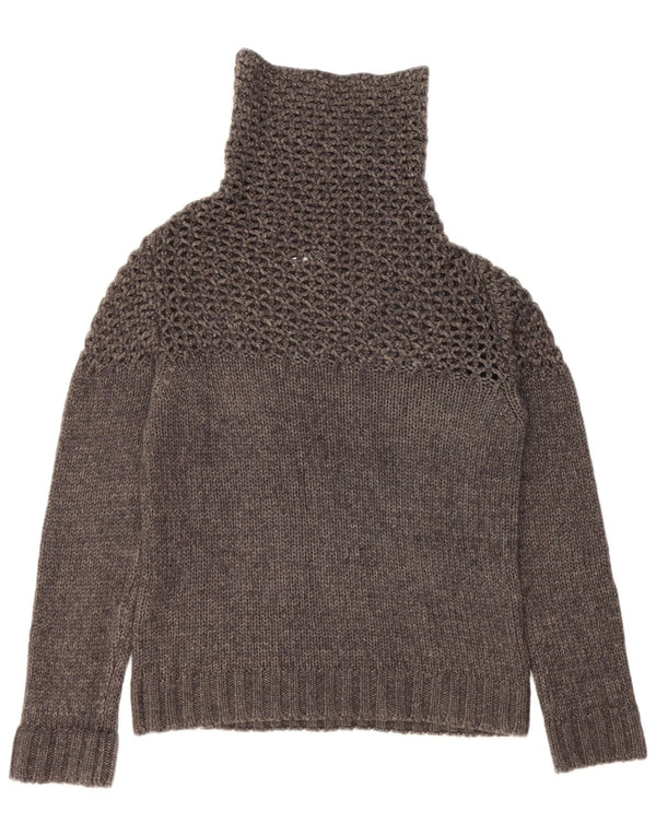 Liu Jo Womens Crop Roll Neck Jumper Sweater UK 14 Large Grå Akryl