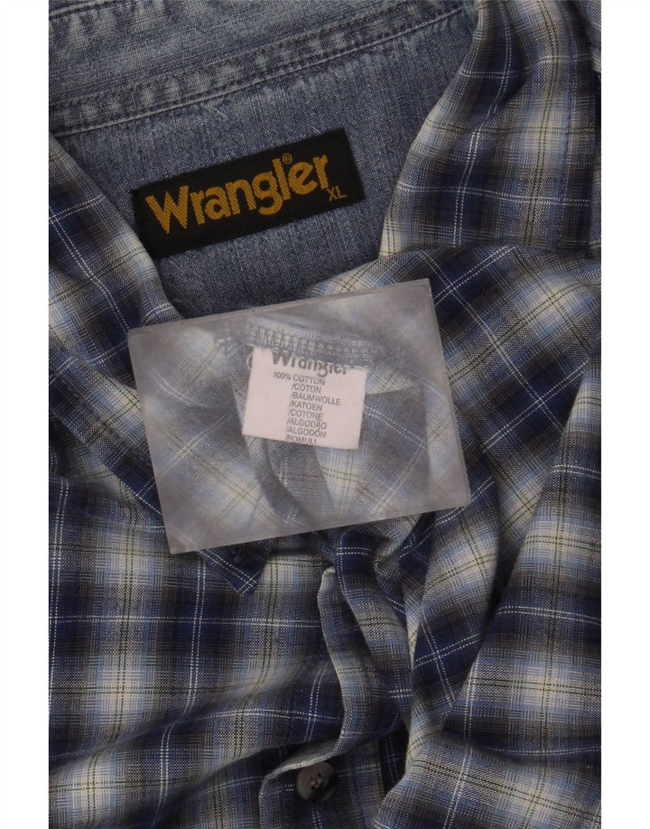 Wrangler herreskjorte XL blå ternet bomuld