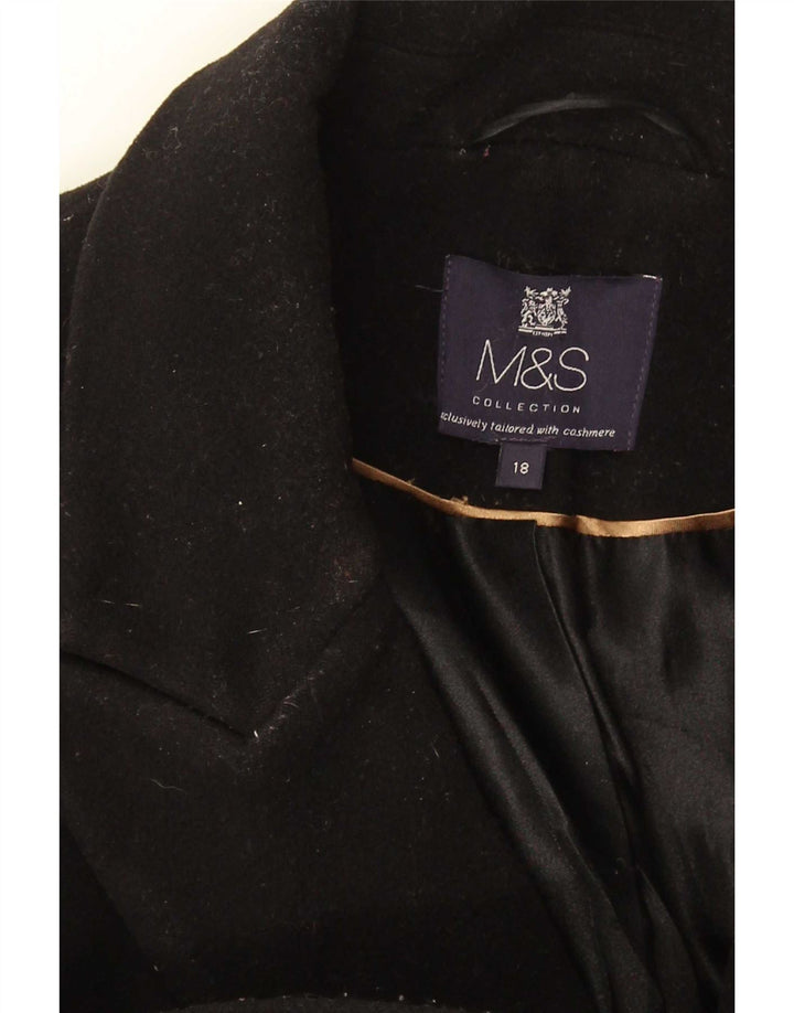 Marks & Spencer dobbeltradet frakke til kvinder DK 18 XL sort uld
