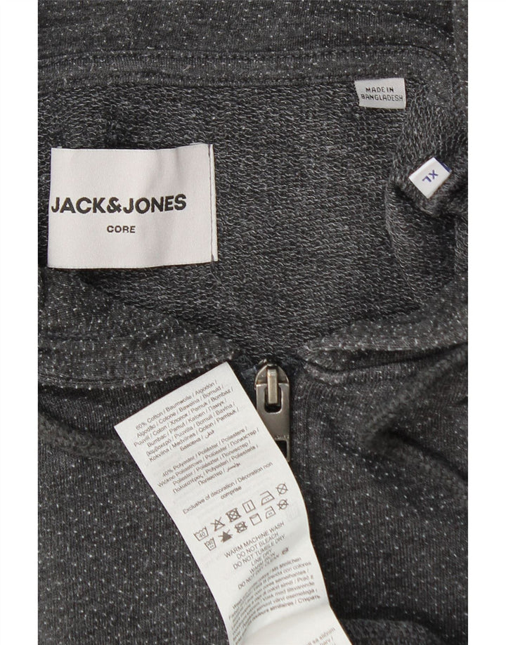 Jack & Jones Herre hættetrøje med lynlås XL Grå bomuld