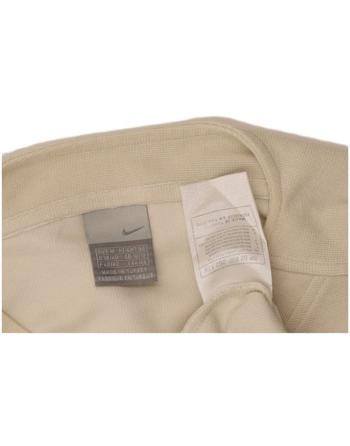 NIKE Dame Crop Top Langærmet UK 10/12 Medium Off White Bomuld