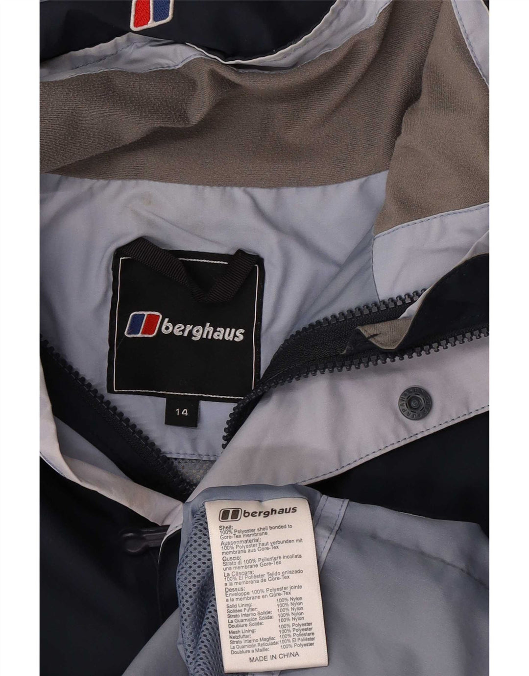 Berghaus Regnjakke med hætte til kvinder UK 14 Stor marineblå polyester