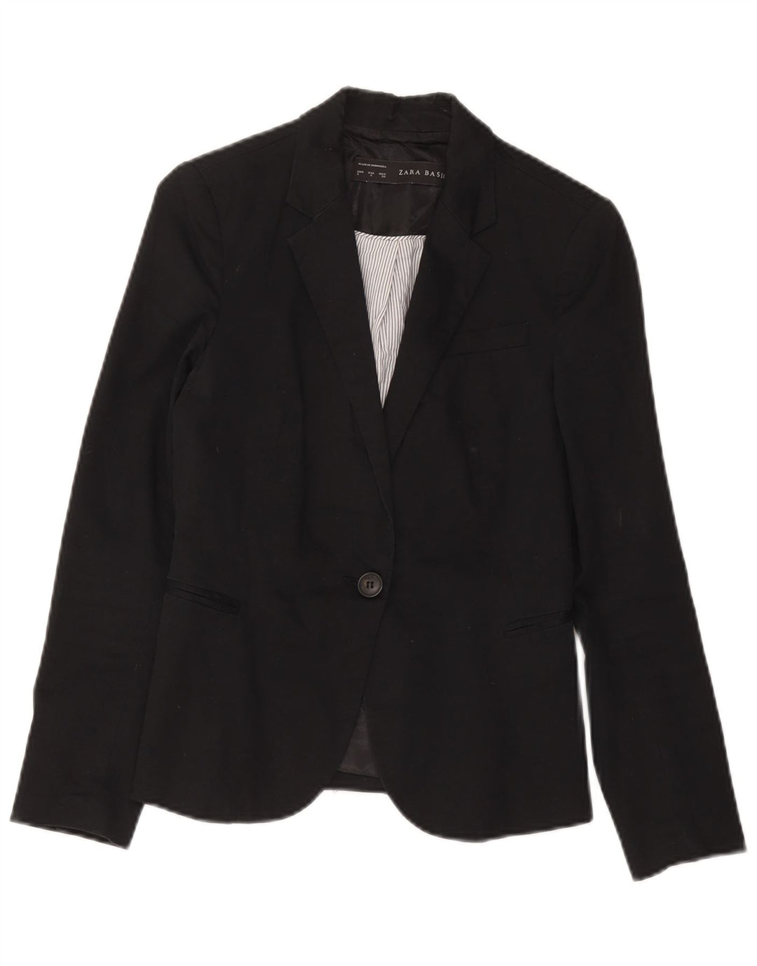 Zara Dame 1 Knap Blazer Jacket UK 10 Lille Sort