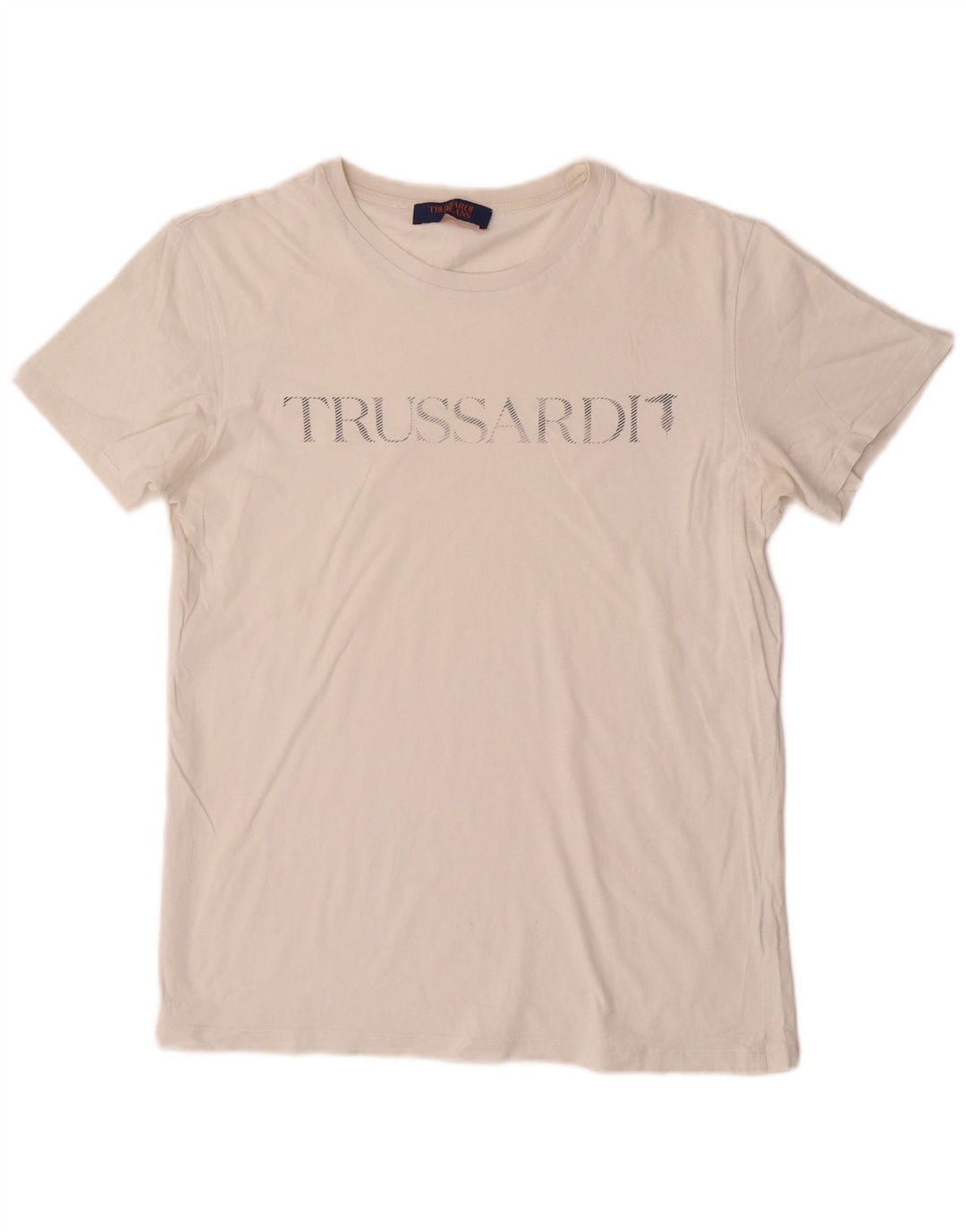 Trussardi Jeans Herre grafisk T-shirt Top Medium Off White