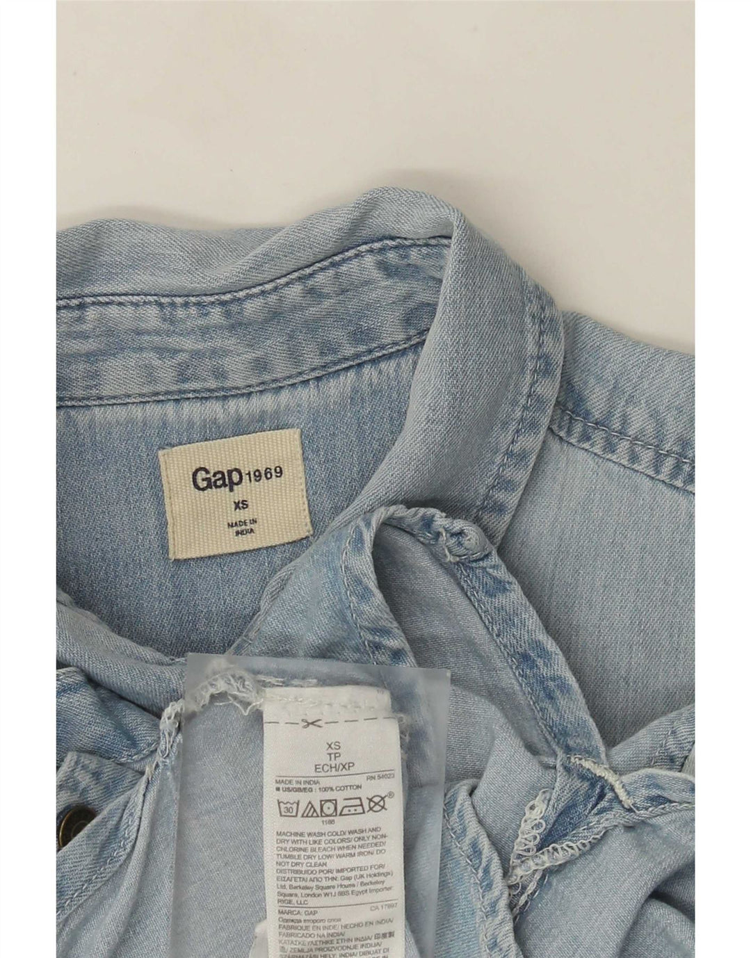 Gap Dame Oversized Denim Shirt UK 6 XS Blue Cotton