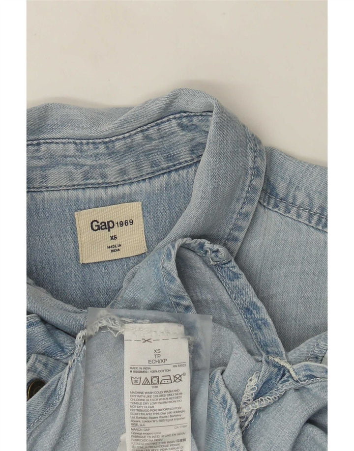 Gap Dame Oversized Denim Shirt UK 6 XS Blue Cotton