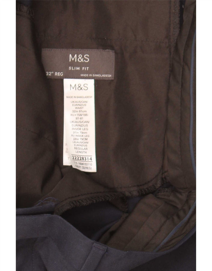 Marks & Spencer Herre Slim Fit Suit Bukser W32 L31 Marineblå polyester