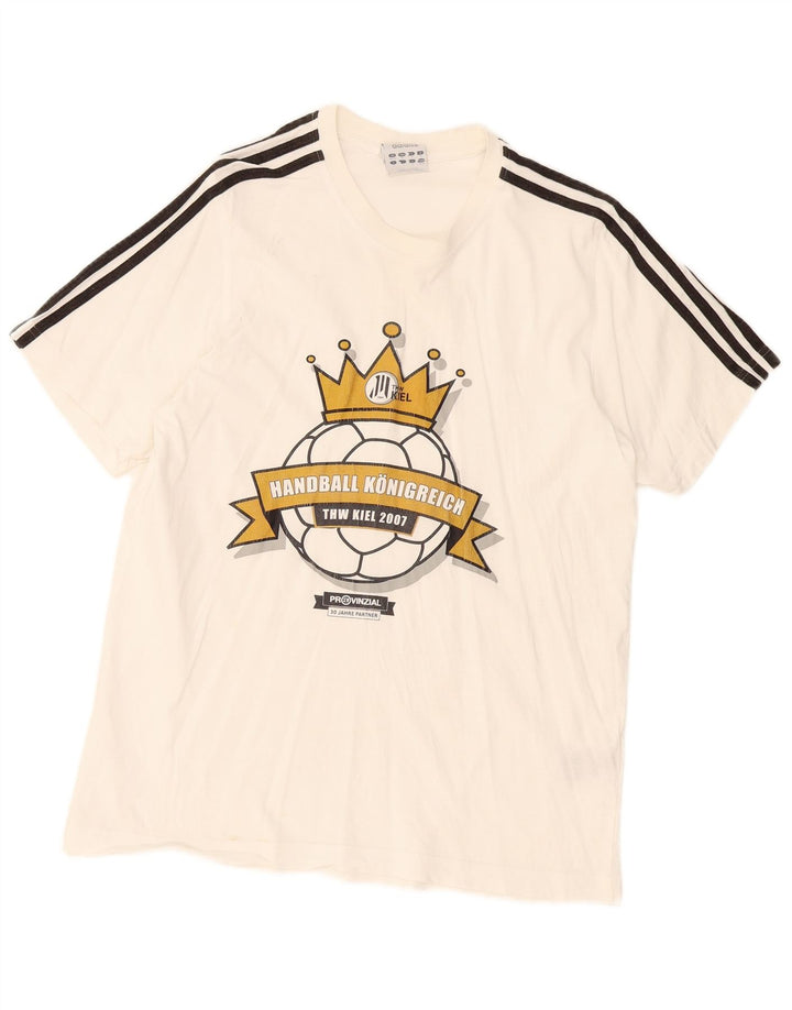 Adidas Grafisk T-shirt top til mænd UK40/42 Medium hvid bomuld