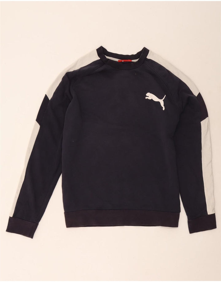 Puma Sweatshirt til mænd Large Navy Blue Colourblock Bomuld
