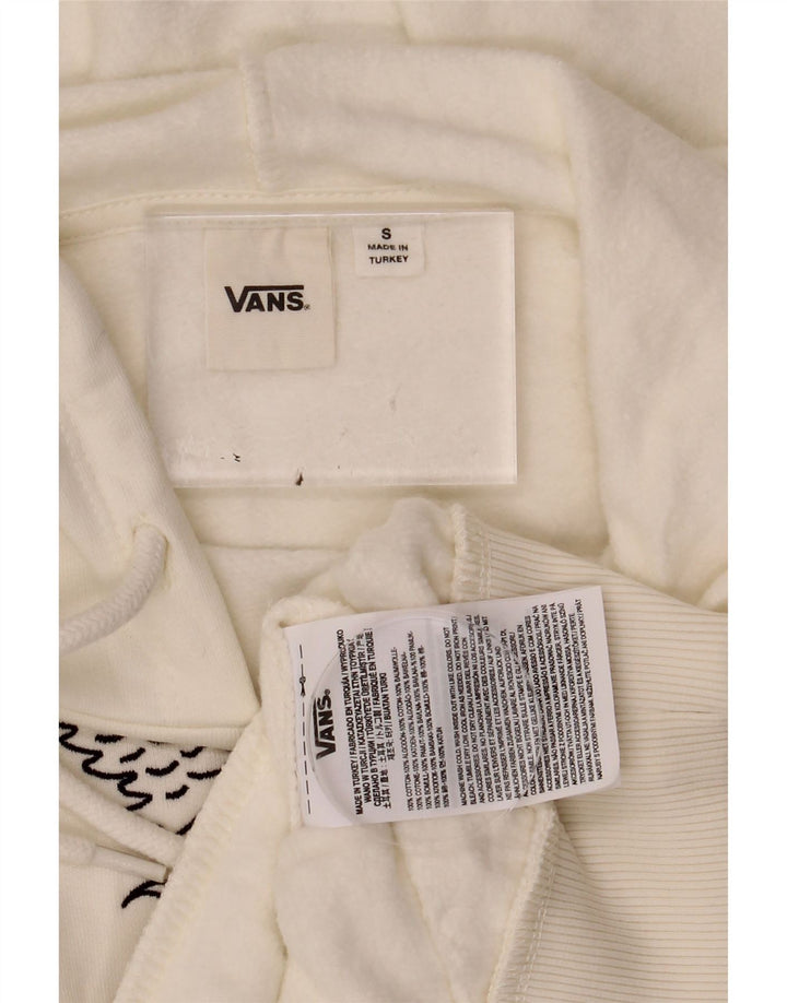 VANS Womens Oversized Crop Hoodie Jumper UK 10 Small White Geometric Vintage Vans and Second-Hand Vans from Messina Hembry 