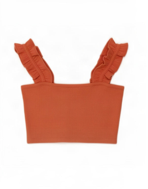 Zara Womens Crop Top UK 8 Small Orange Polyester