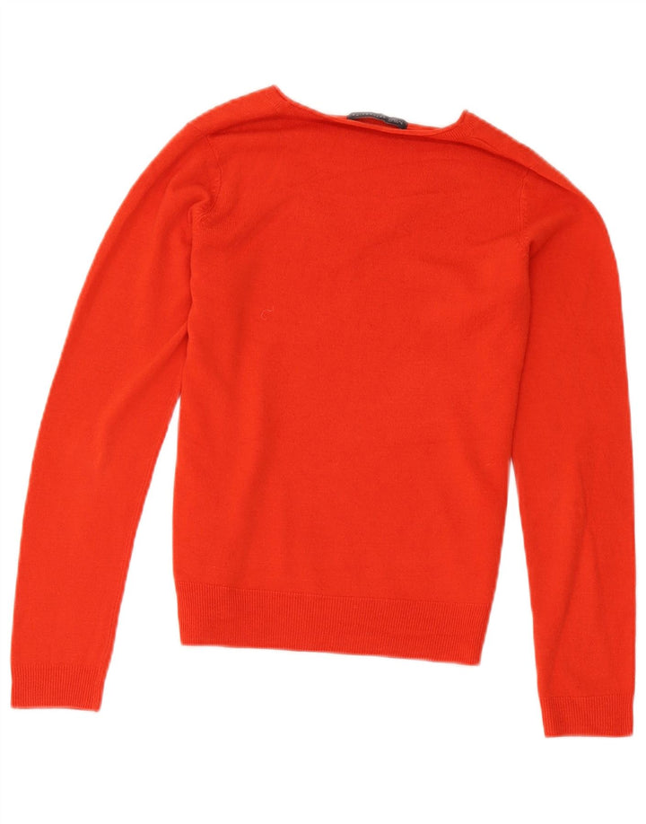 Marks & Spencer Dame V-hals sweater UK 8 Small Orange Akryl